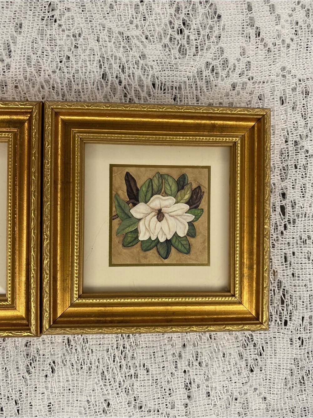 Gold Framed White Magnolia Botanical Wall Art - Unbranded (Set of 2) - Picture 3 of 3